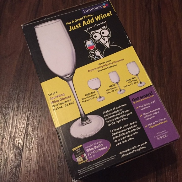 LUMINARC Wine for Dummies Gift Set 4 Wine Glasses + Basics Book Party - Picture 6 of 6